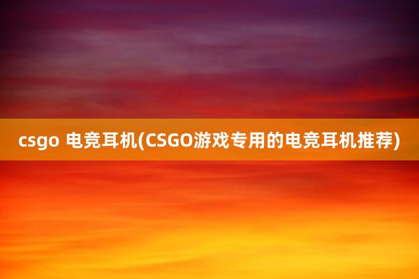 csgo 电竞耳机(CSGO游戏专用的电竞耳机推荐)