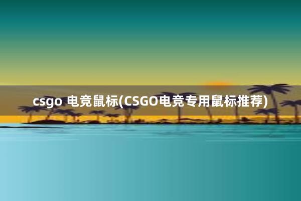 csgo 电竞鼠标(CSGO电竞专用鼠标推荐)