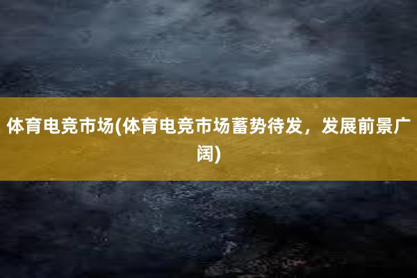 体育电竞市场(体育电竞市场蓄势待发，发展前景广阔)