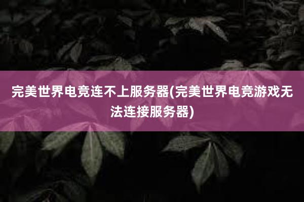 完美世界电竞连不上服务器(完美世界电竞游戏无法连接服务器)