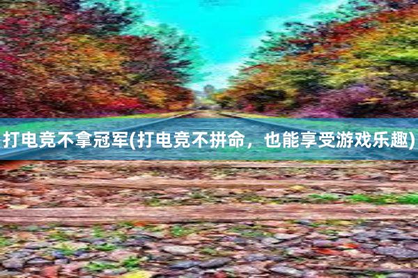 打电竞不拿冠军(打电竞不拼命，也能享受游戏乐趣)