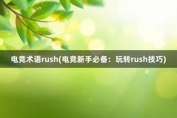 电竞术语rush(电竞新手必备：玩转rush技巧)