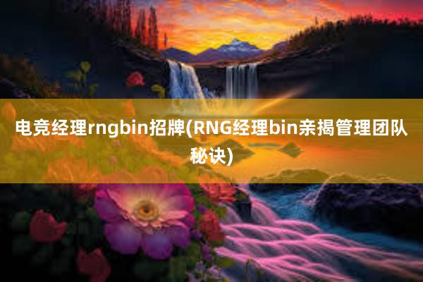 电竞经理rngbin招牌(RNG经理bin亲揭管理团队秘诀)