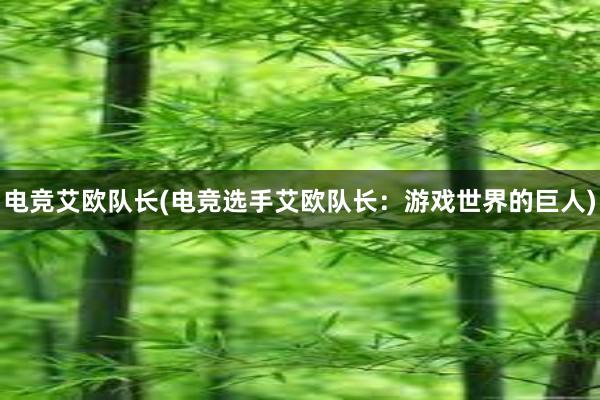 电竞艾欧队长(电竞选手艾欧队长：游戏世界的巨人)