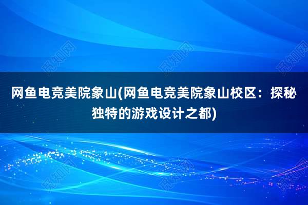 网鱼电竞美院象山(网鱼电竞美院象山校区：探秘独特的游戏设计之都)