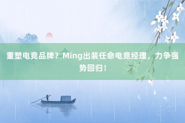 重塑电竞品牌？Ming出装任命电竞经理，力争强势回归！