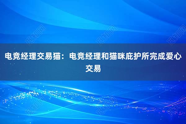 电竞经理交易猫：电竞经理和猫咪庇护所完成爱心交易