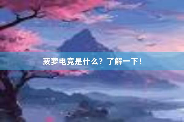 菠萝电竞是什么？了解一下！